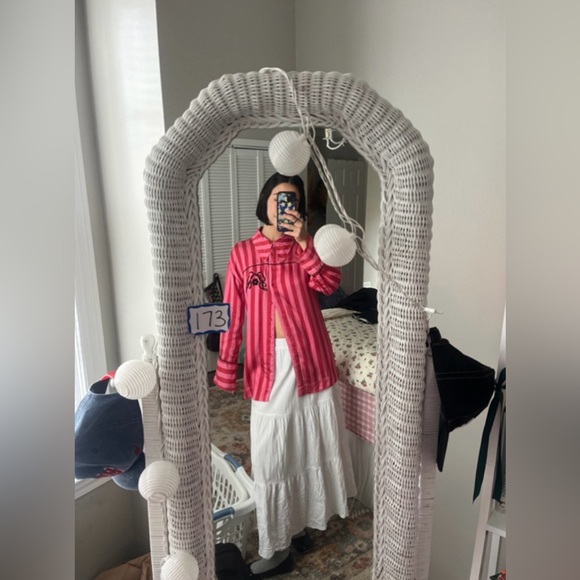 Damson Madder Joni Stripe Satin Embroidered Shirt Size 10 - Picture 1 of 12